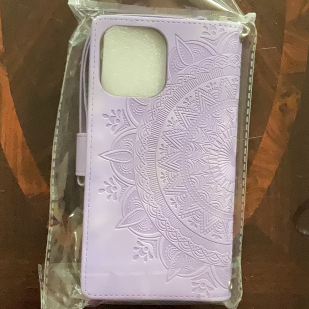 iPhone 16 Pro Max purple wallet cell phone case with carry strap NWT